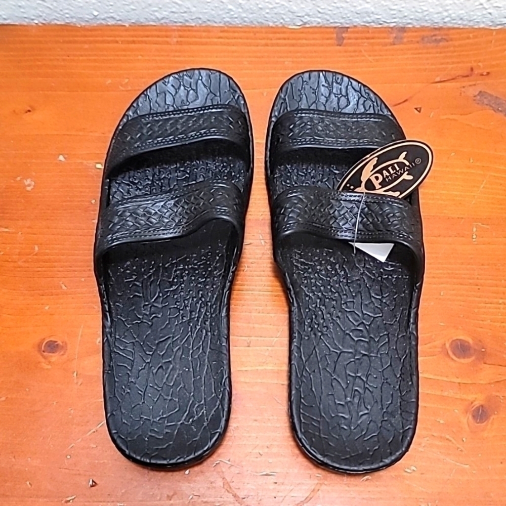 NEW PALI HAWAII UNISEX BLACK RUBBER WATERPROOF COMFORTABLE SLIDE SANDAL SIZE 12